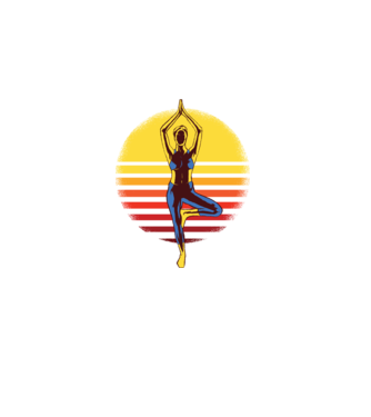Retro yoga model negru pe tricou