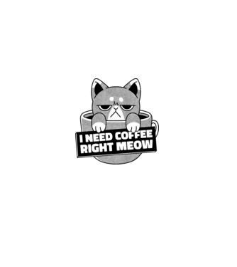 I need Coffee Right Meow model gri pe tricou