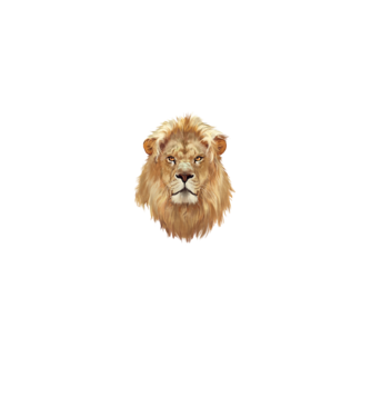 lion head paint model alb pe tricou