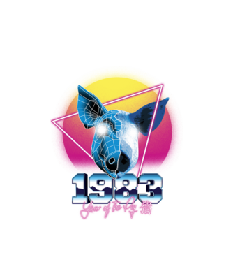 1983 Year of the Pig model alb pe tricou