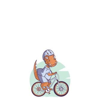 Dinozaur de T-Rex cu bicicletă model nisipiu pe tricou