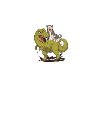 Dinozaur Husky model gri pe tricou