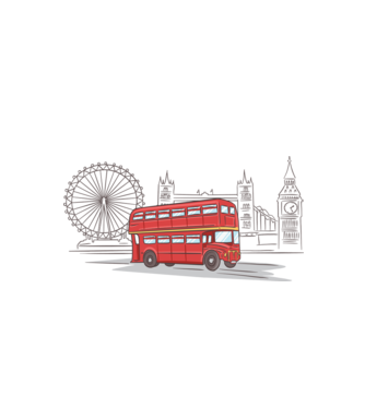 London Bus model alb pe tricou
