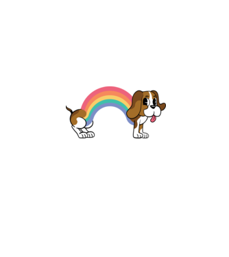 Beagle curcubeu model alb pe tricou