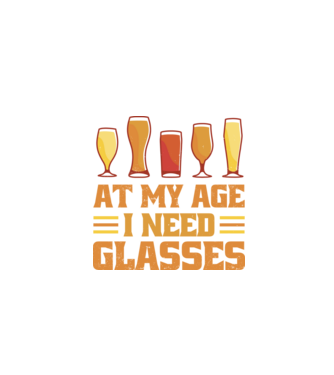 At my age i need glasses model negru pe tricou