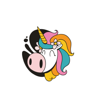Unicorn drăguț model alb pe tricou
