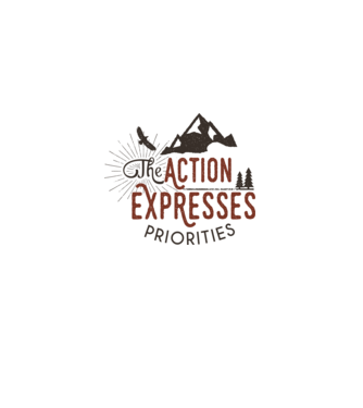 The action expresses priorities model alb pe tricou