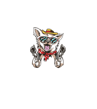 Chihuahua cu Pistol model alb pe tricou