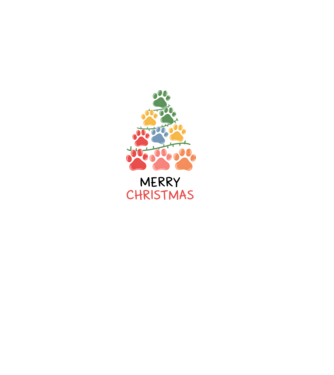 Merry Christmas Paws Alb model roz deschis pe tricou