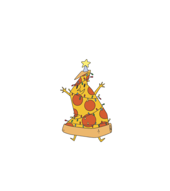 Pizza pom de Crăciun model albastru închis pe tricou