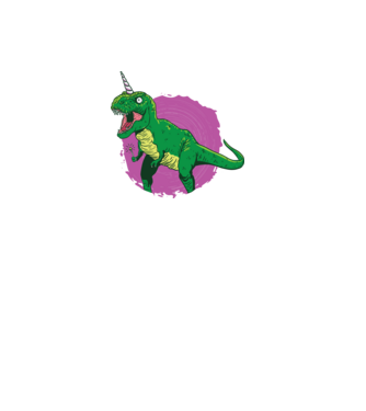 T-rex unicorn model negru pe tricou