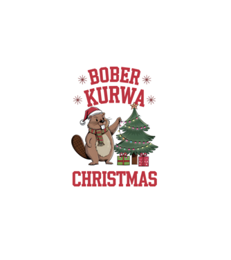 Bober Kurwa Christmas 3 model alb pe tricou