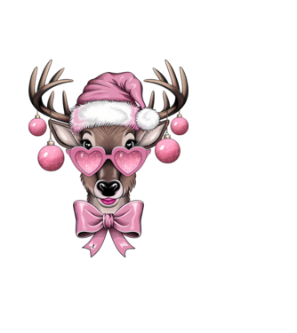 Pink Xmas Reindeer model albastru deschis pe tricou