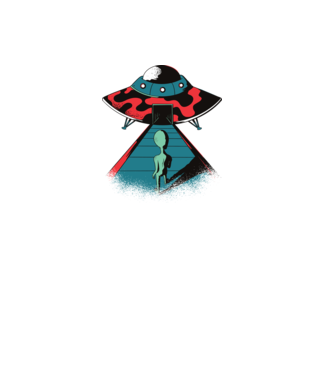 Alien Ufo model negru pe tricou