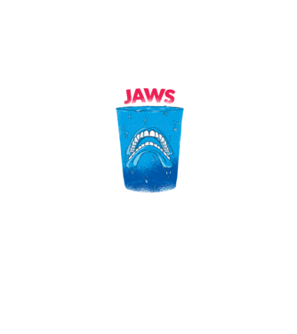 Jaws dinți tricou parodie model albastru jeanși pe tricou