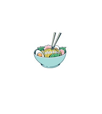 Paste Ramen model verde închis pe tricou
