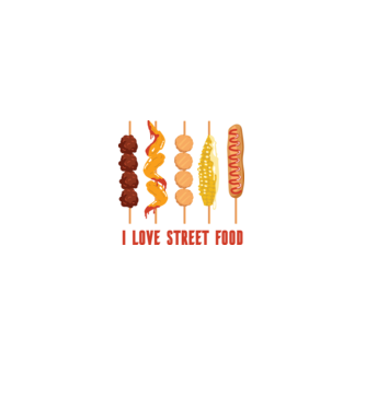 I Love Street Food model negru pe tricou