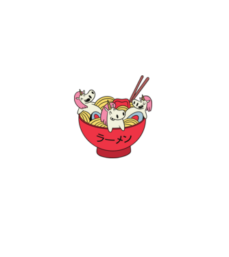 Unicorn Ramen model gri pe tricou