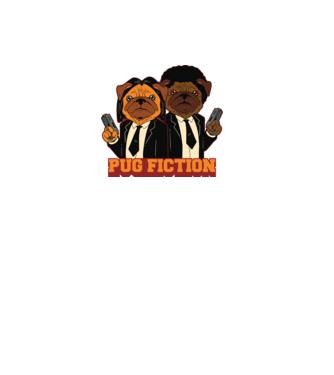Pug Fiction Pugs Mops Pulp Fiction parodie model alb pe tricou