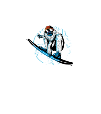 Yeti Snowboarder model alb pe tricou