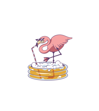 Flamingo cu bere model alb pe tricou