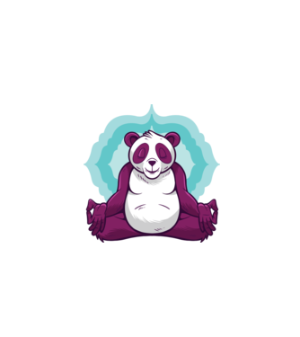 Panda Meditație model alb pe tricou