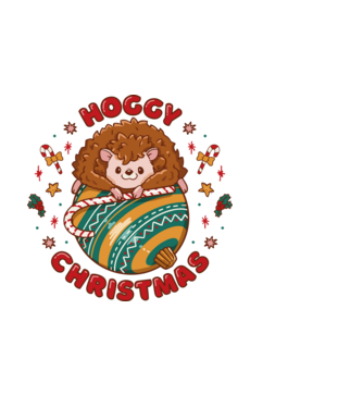 Hoggy Christmas Crăciun cu Arici model alb pe tricou