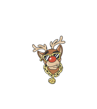 Gangster Reindeer model alb pe tricou
