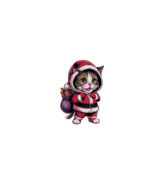 Santa Cat model negru pe tricou