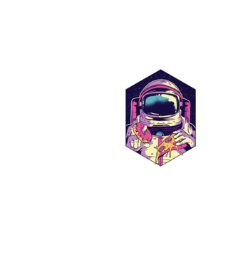 Astronaut Gogoașă și Pizza model galben neon pe tricou