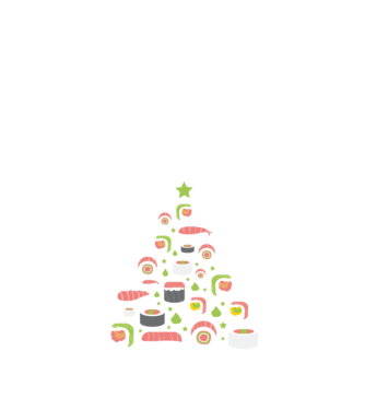 Pom de Crăciun Sushi model albastru închis pe tricou