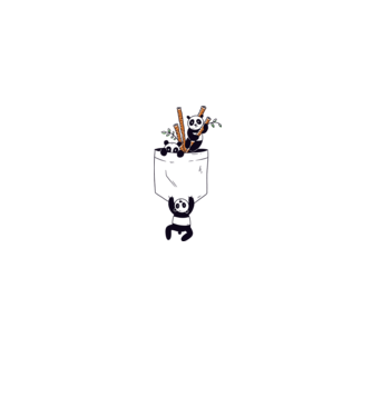 Panda de buzunar model gri pe tricou