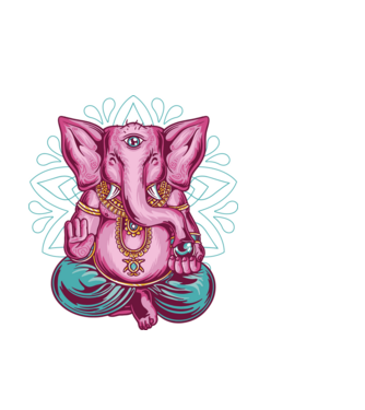 Elefant făcând meditație Dharma model negru pe tricou