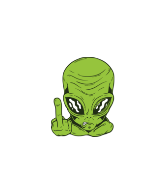 Alien arată degetul model negru pe tricou