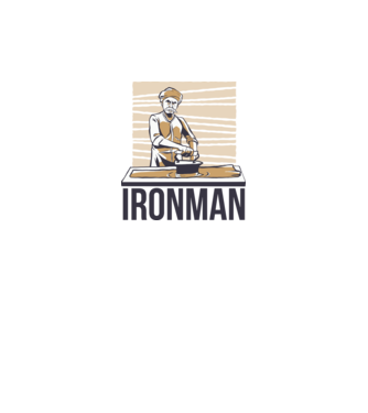 Ironman Om care calcă (montează metal) model alb pe tricou