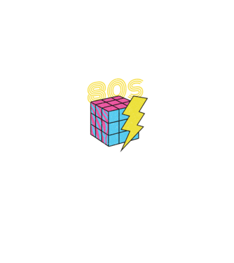 I love the 80s Cub Rubik model albastru jeanși pe tricou