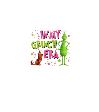In my Grinch era model albastru jeanși pe tricou