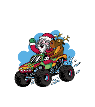 Monster Truck Moș Crăciun model alb pe tricou