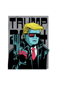 Trump Terminator 2024 model negru pe tricou