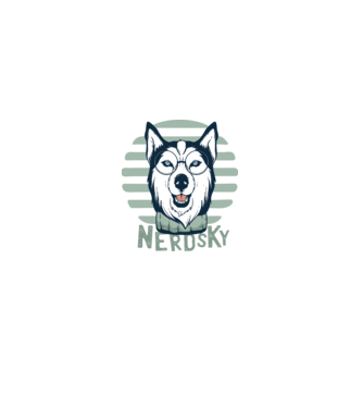 Nerdsky Husky model negru pe tricou
