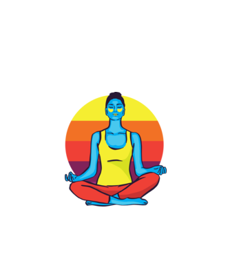 Yoga Meditație Retro model negru pe tricou