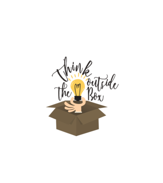 Think outside of the box model alb pe tricou