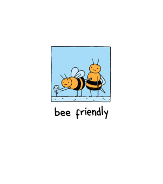 Bee friendly model alb pe tricou