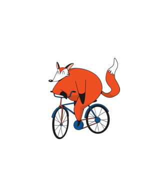 Vulpe cu bicicletă model gri pe tricou