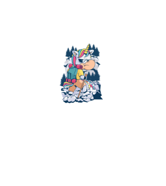 Unicorn excursionist pipi model alb pe tricou