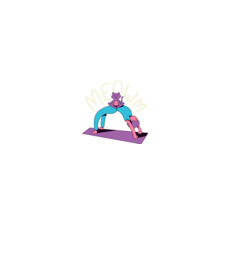 Meowm - Pisică Yoga model negru pe tricou