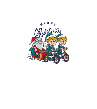 Merry Christmas Moș Crăciun cu sanie cu bicicletă model turcoaz pe tricou