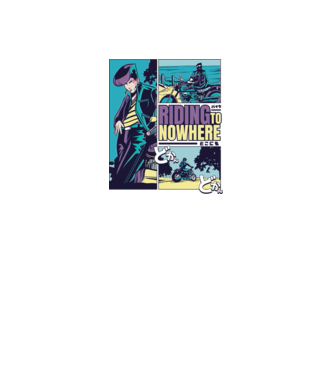 Anime Vaporwave Riding Nowhere model albastru regal pe tricou