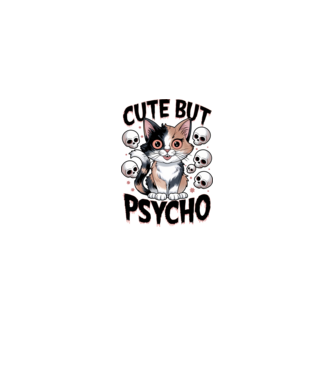 Cute, but Psycho pisică Alb model alb/roșu pe tricou