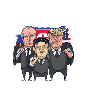 Trump, Putin, Kim - trei prieteni buni model alb pe tricou
